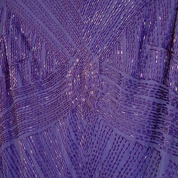 Aidan Mattox Beaded Blue Fringe Cocktail Dress - Picture 2 of 4